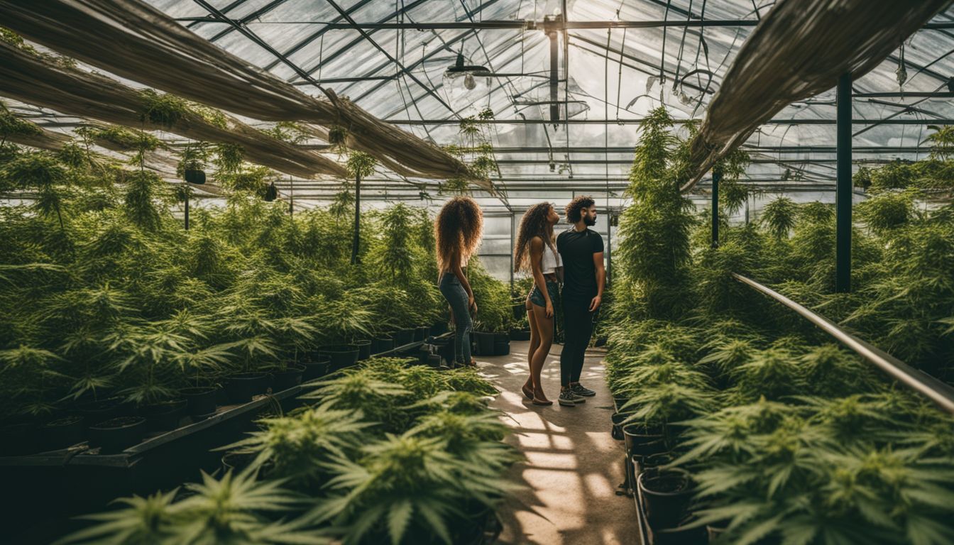 Una exuberante casa verde llena de plantas de cannabis prósperas. Una exuberante casa verde llena de plantas de cannabis prósperas.