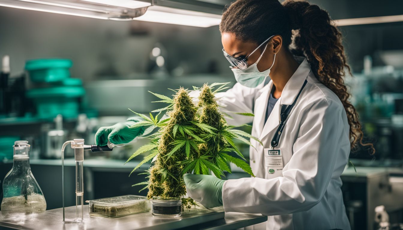 Un científico extrae CBD de cáñamo usando método de CO2. Un científico extrae CBD de cáñamo usando método de CO2.