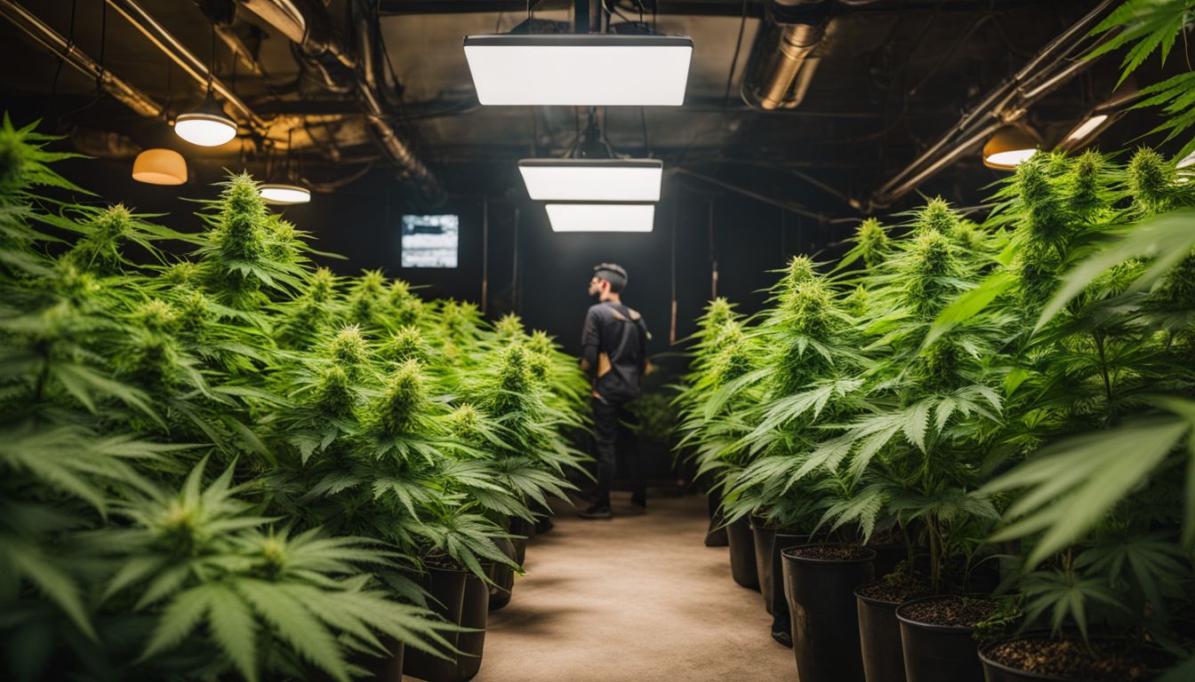 Plantas de cannabis saludables en un entorno enriquecido con CO2. Plantas de cannabis saludables en un entorno enriquecido con CO2.