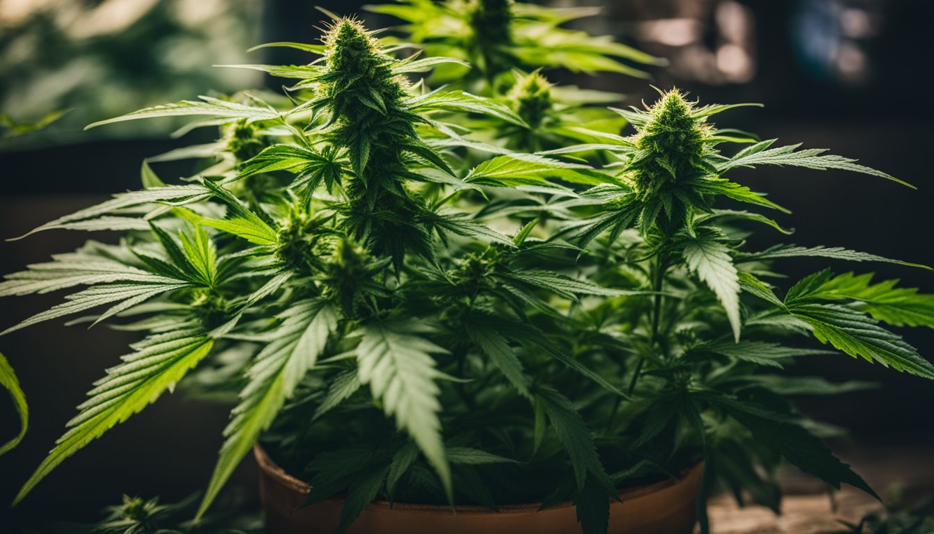 Una planta de cannabis sana con signos de enfermedades comunes. Una planta de cannabis sana con signos de enfermedades comunes.